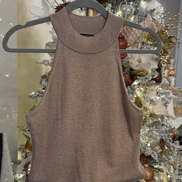 Banana Republic Lurex Beige Coord metallic Skirt Set Halter Tank Holiday party - Picture 6 of 13